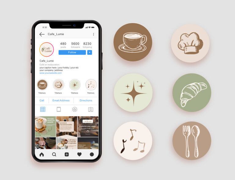 supports digitaux réseaux sociaux, template insta